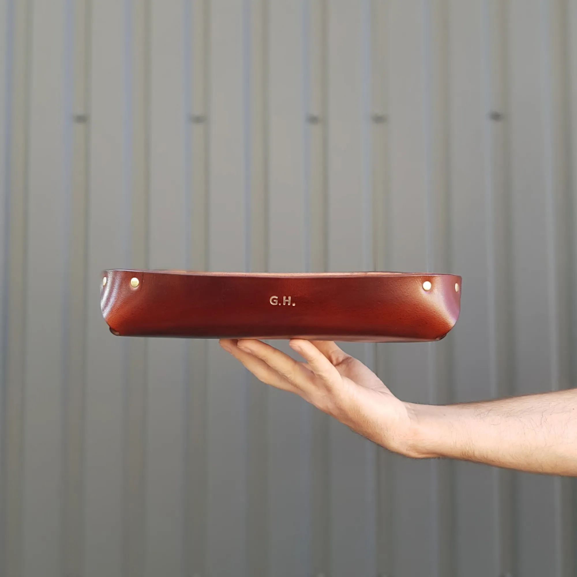 LARGE LEATHER VALET TRAY / BROWN