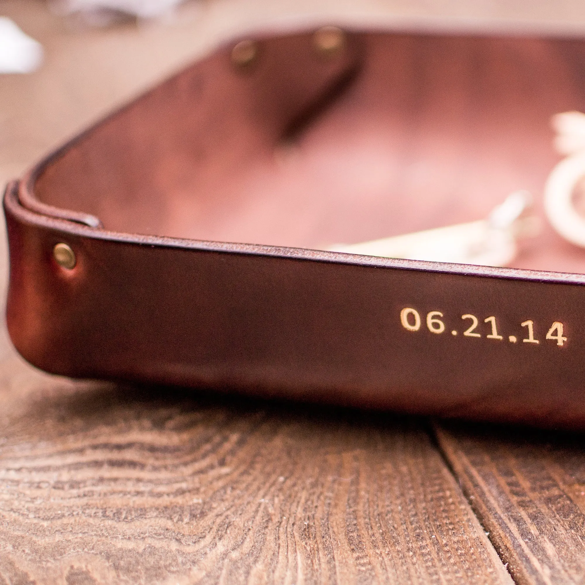 LARGE LEATHER VALET TRAY / BROWN