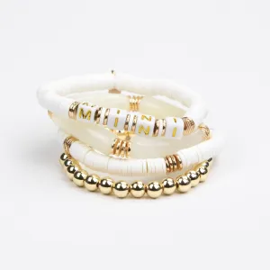 Le La Lo Mini Tubular Beaded Bracelet Set - Child White