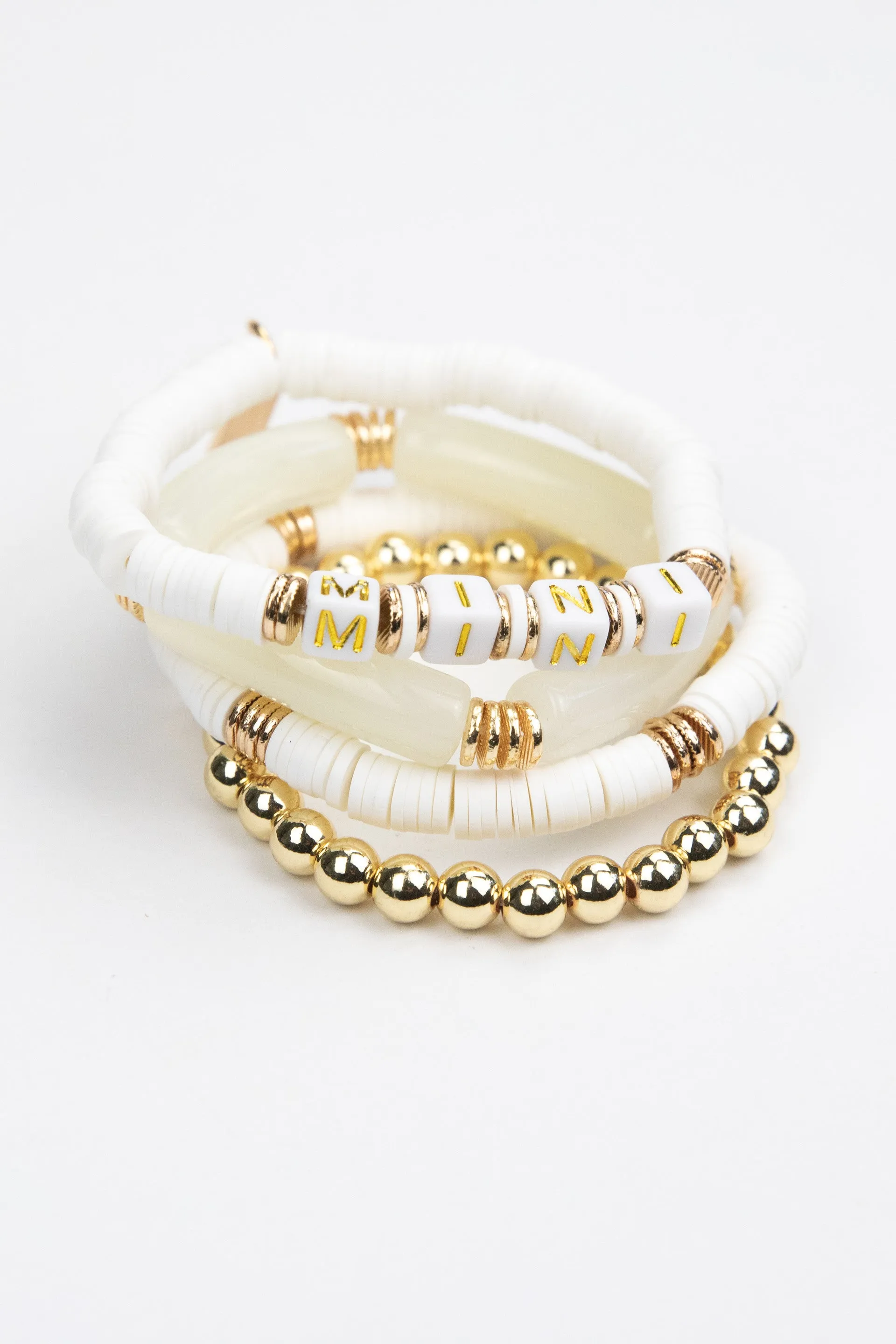 Le La Lo Mini Tubular Beaded Bracelet Set - Child White