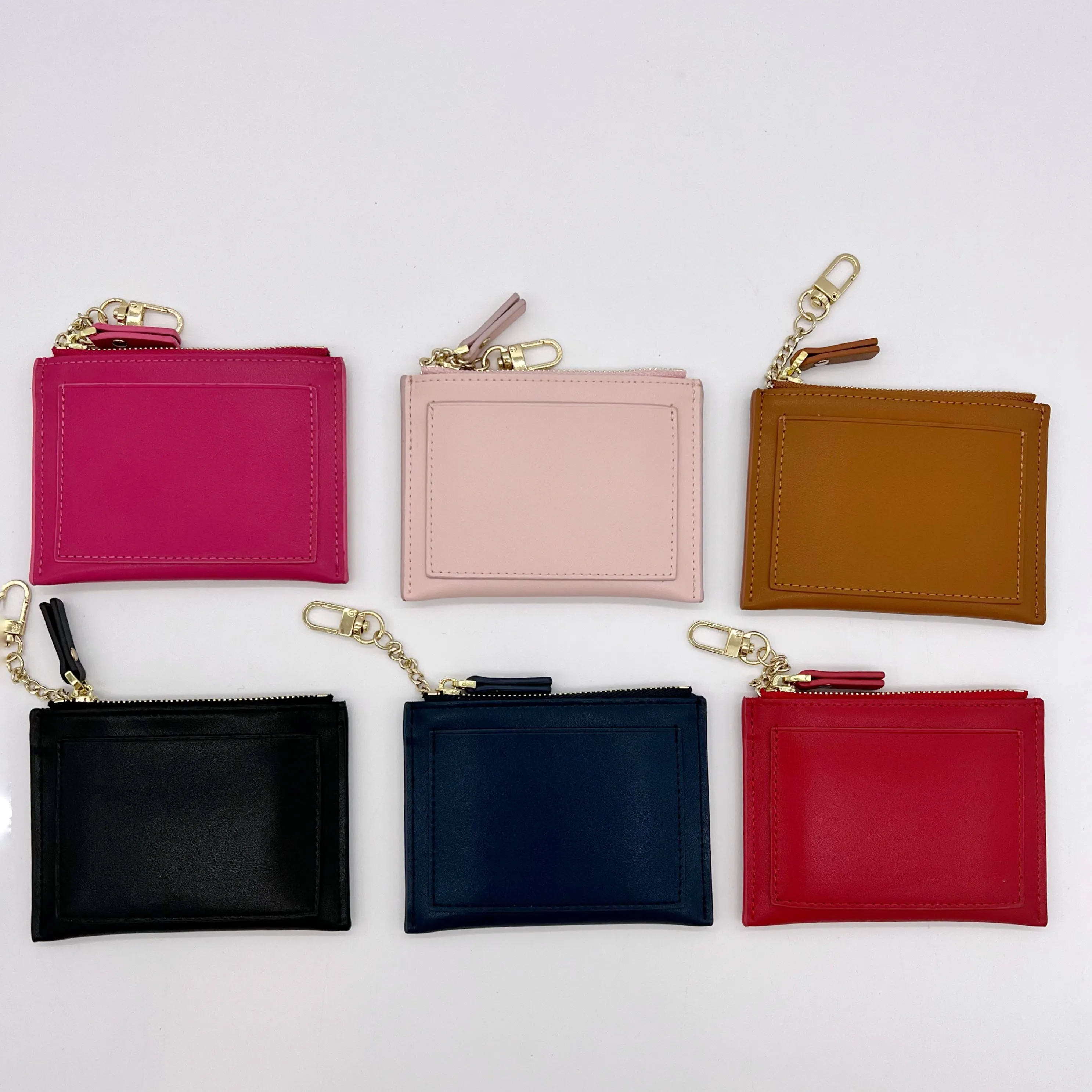 Leather Zip Wallet with Keychain