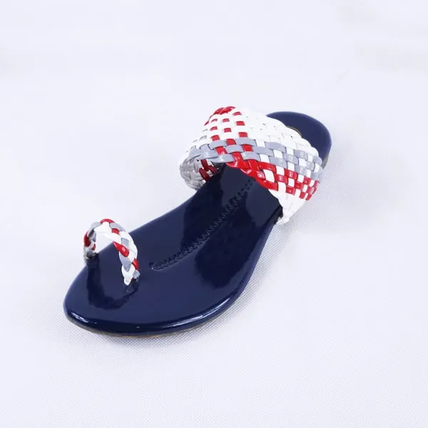 Letti Patent Multi Navy Blue Slides