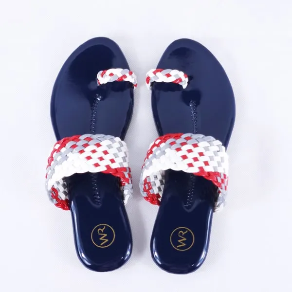 Letti Patent Multi Navy Blue Slides