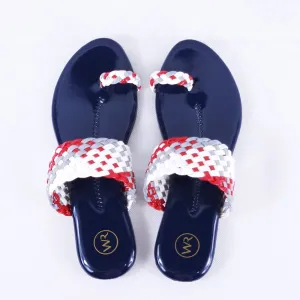 Letti Patent Multi Navy Blue Slides