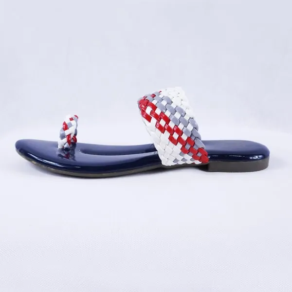 Letti Patent Multi Navy Blue Slides