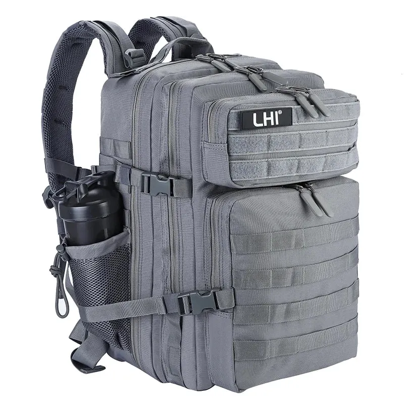 LHI 45L Tactical Backpack for Men and Women Large Athlete Gym Bag Outdoor Sports Hiking Survival Rucksack with Bottle Holder