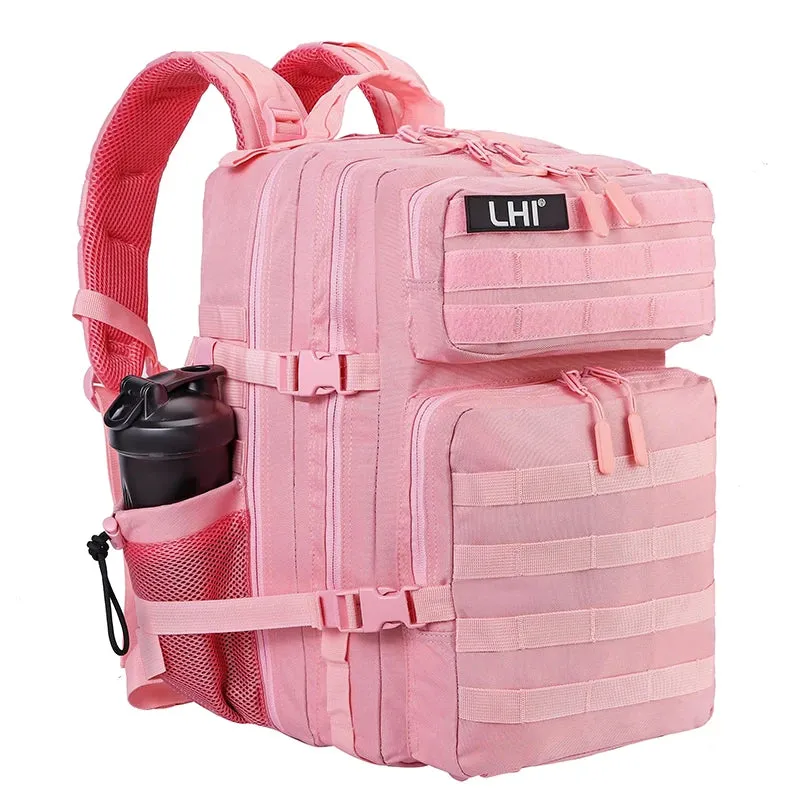 LHI 45L/35L/25L Tactical Backpack for Men and Women Waterproof Athlete Gym Outdoor Bag Travel Hiking Rucksack with Bottle Holder