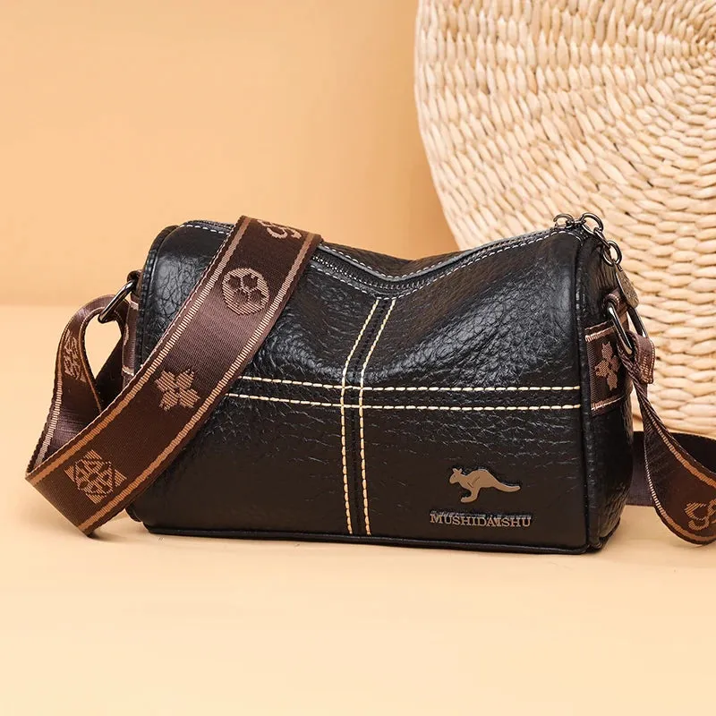 Lichee Pattern Genuine Leather Crossbody Bag for Women