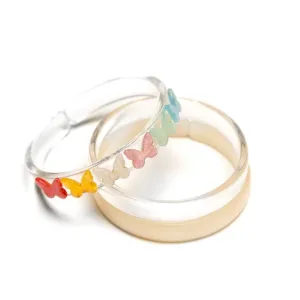 Lilies & Roses 3pc Bangle Set - Butterfly Pearl Pastel Shades