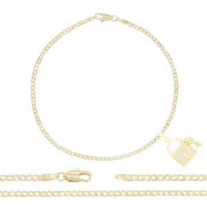 Lock CZ Pendant 14K Anklet Gold Filled Cubic Zirconia 10" Women