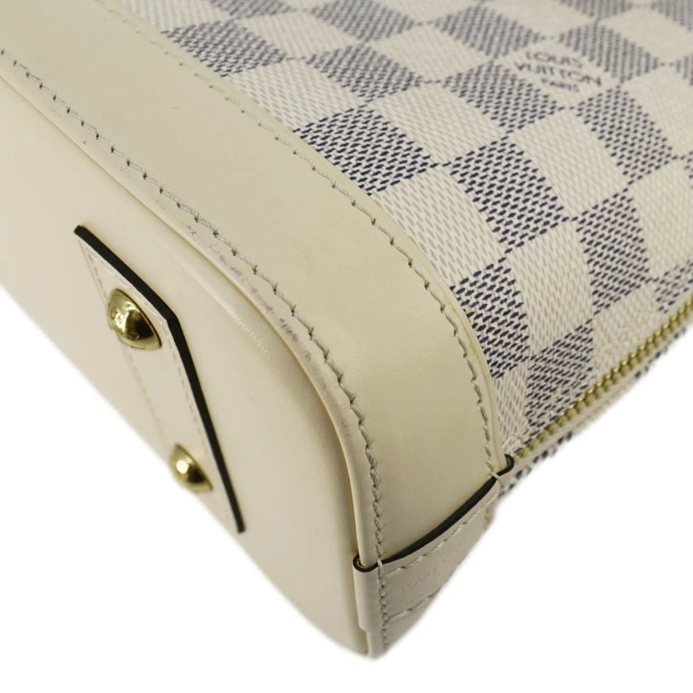 LOUIS VUITTON Alma BB Braided Damier Azur Satchel Bag White