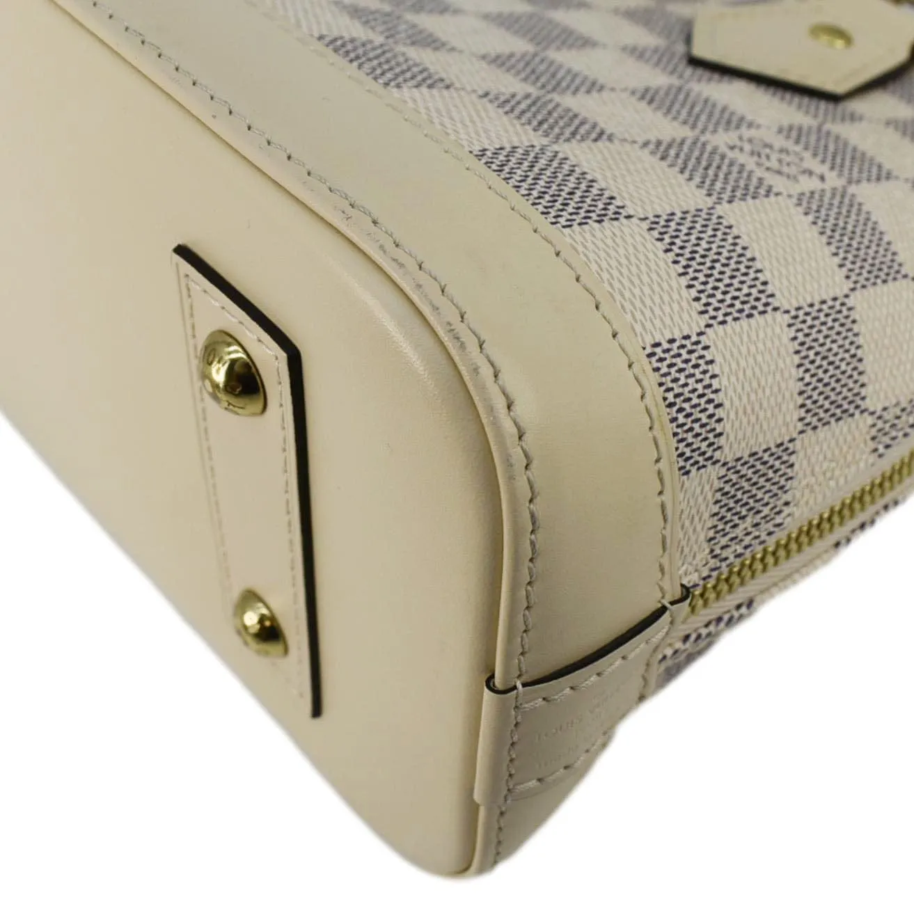 LOUIS VUITTON Alma BB Braided Damier Azur Satchel Bag White
