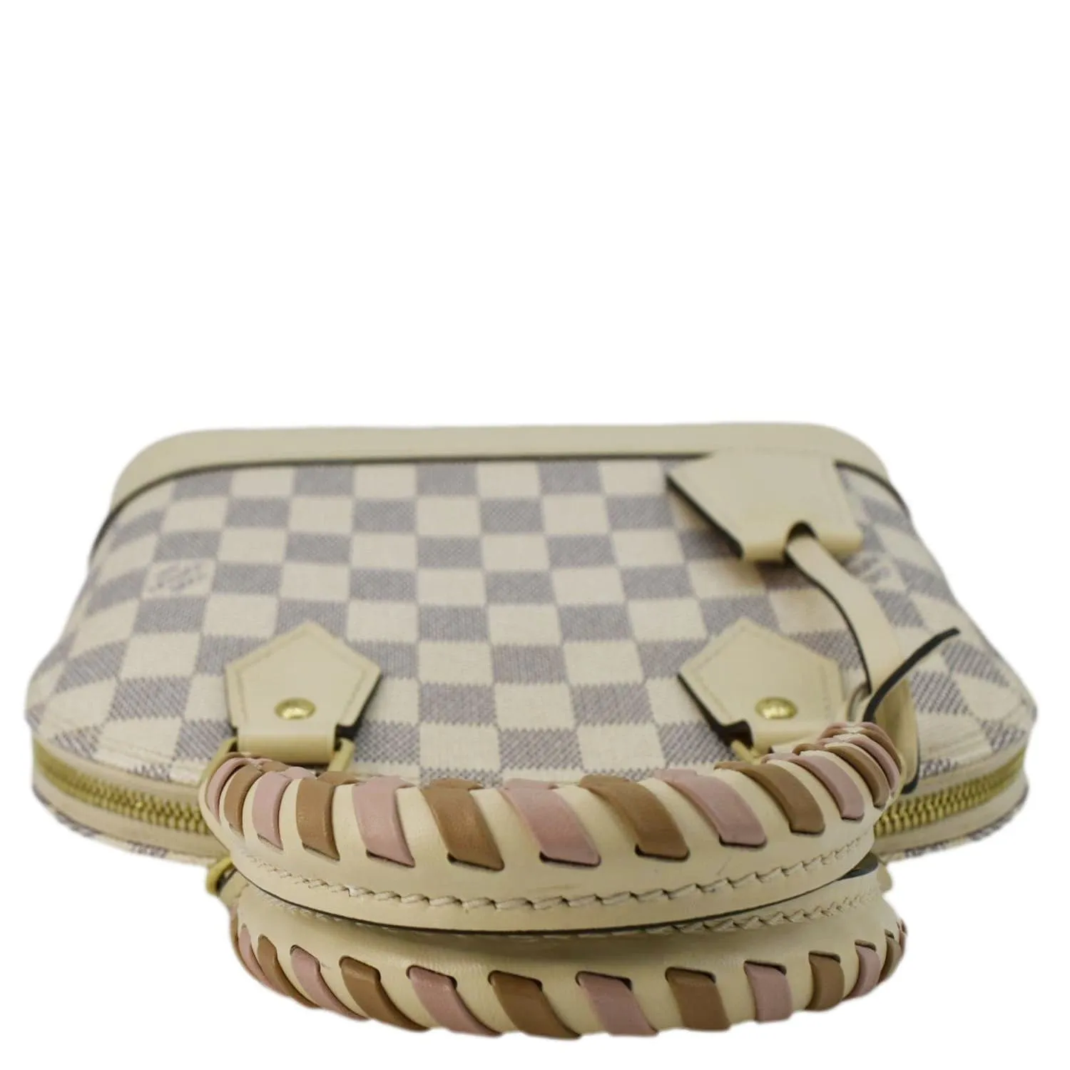 LOUIS VUITTON Alma BB Braided Damier Azur Satchel Bag White