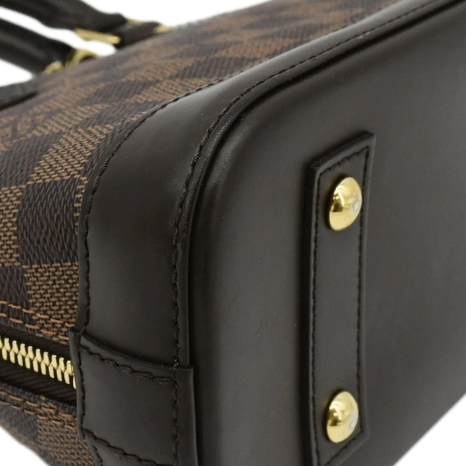 LOUIS VUITTON Alma BB Damier Ebene Satchel Crossbody Bag Brown