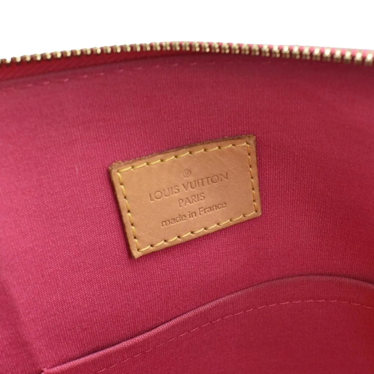 LOUIS VUITTON Alma GM Monogram Vernis Satchel Bag Red