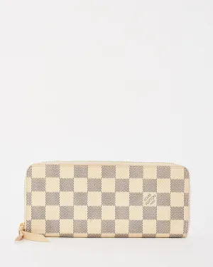 Louis Vuitton Damier Azur Canvas Clemence Zippy Wallet