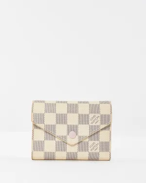Louis Vuitton Damier Azur Coated Canvas Rose Ballerine Victorine Wallet