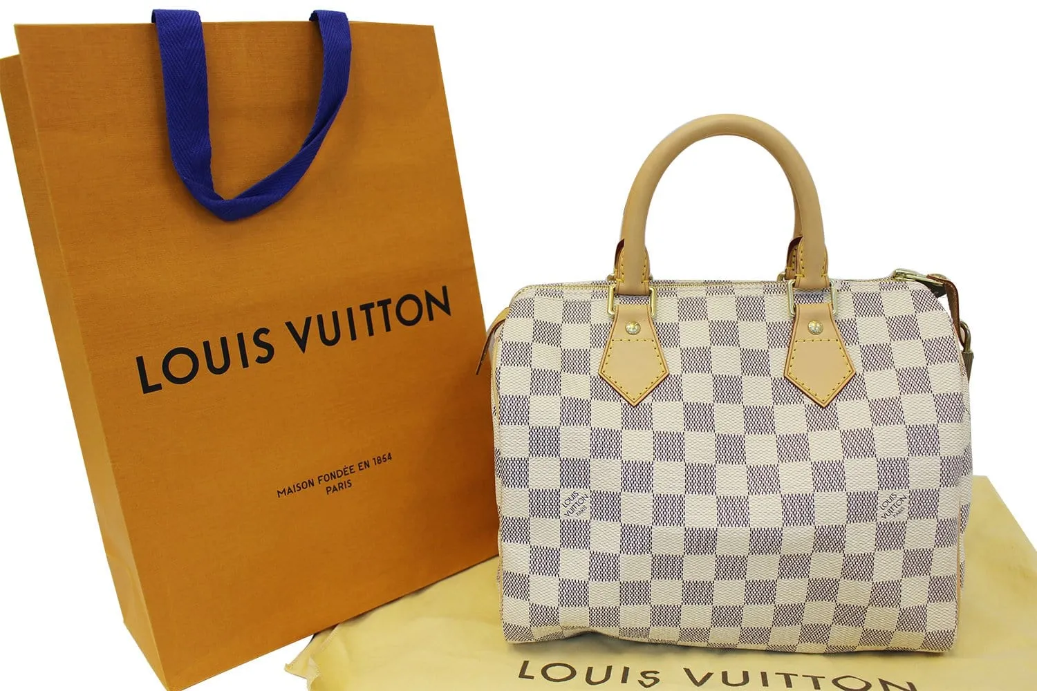 LOUIS VUITTON Damier Azur Speedy 25 Satchel Bag