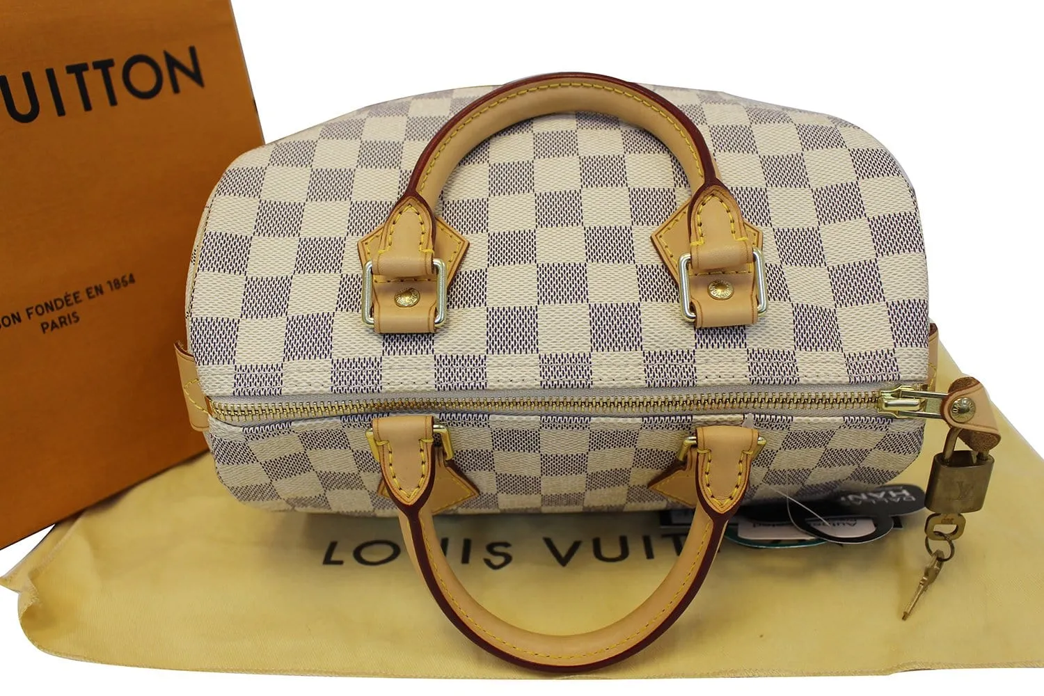 LOUIS VUITTON Damier Azur Speedy 25 Satchel Bag