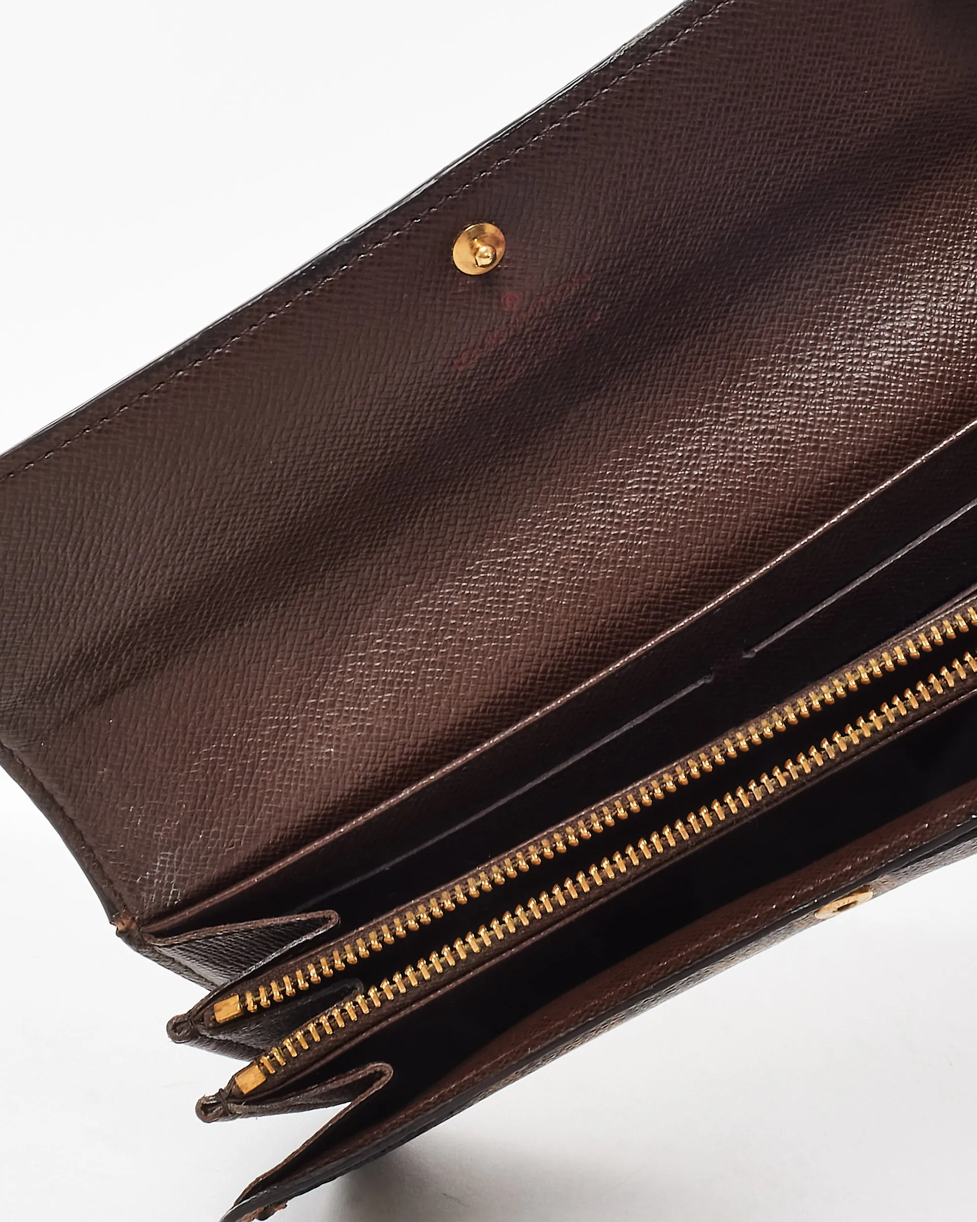 Louis Vuitton Damier Ebene Coated Canvas Flap Sarah Wallet
