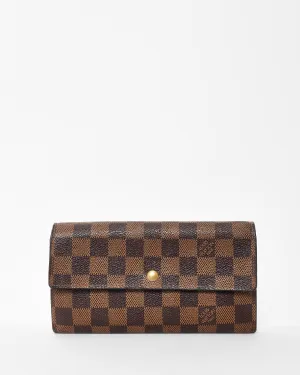 Louis Vuitton Damier Ebene Coated Canvas Flap Sarah Wallet