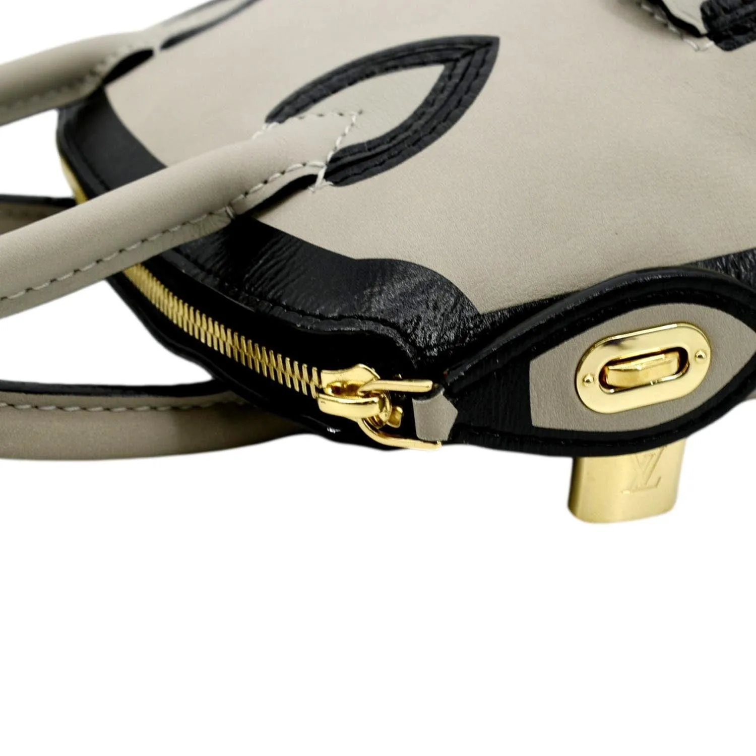 LOUIS VUITTON Lockit Cuir Obsession Leather Satchel Bag Grey
