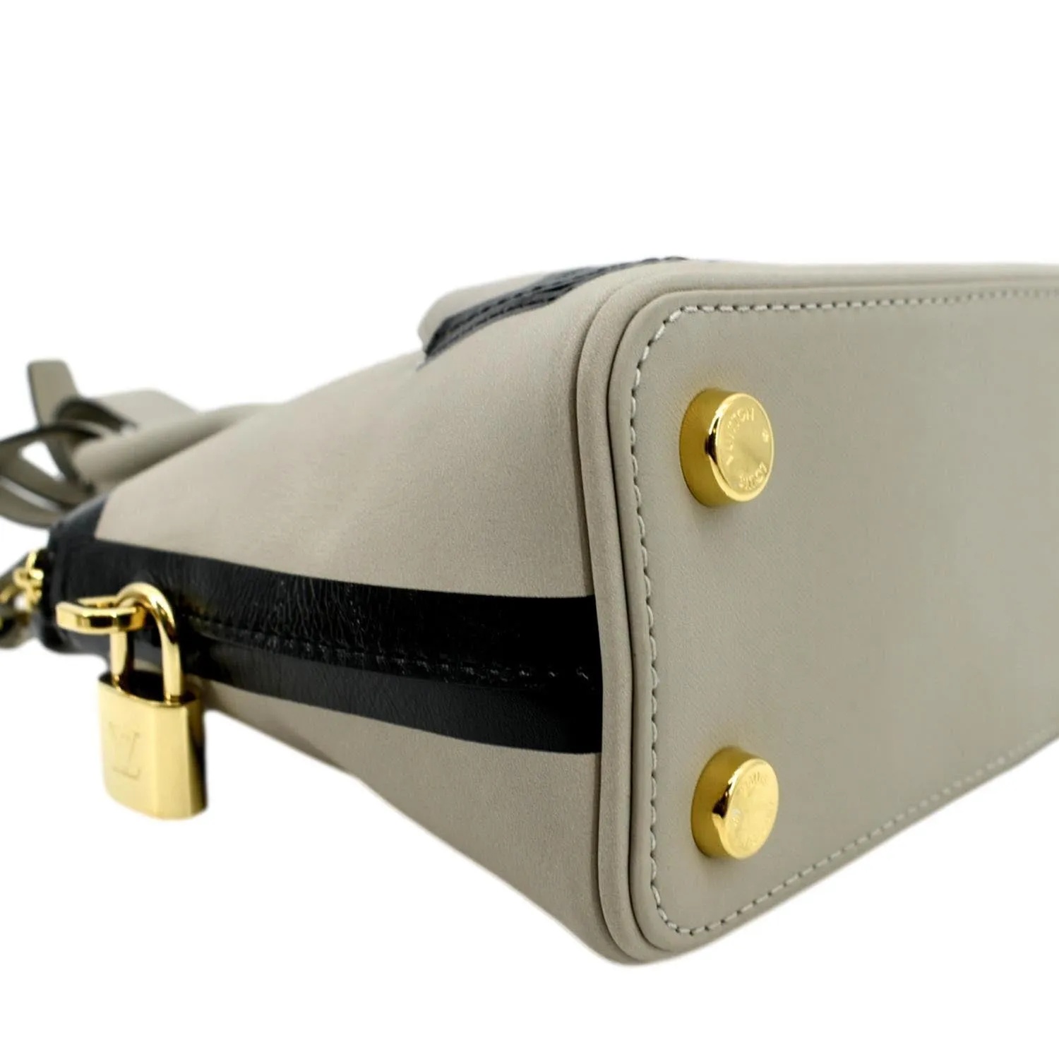 LOUIS VUITTON Lockit Cuir Obsession Leather Satchel Bag Grey
