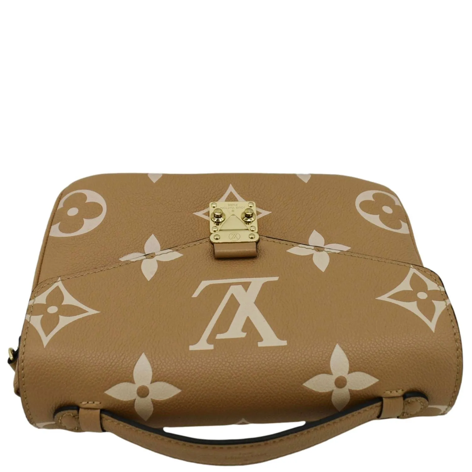 LOUIS VUITTON Metis Pochette Bicolor Monogram Empreinte Leather Crossbody Bag Mocha