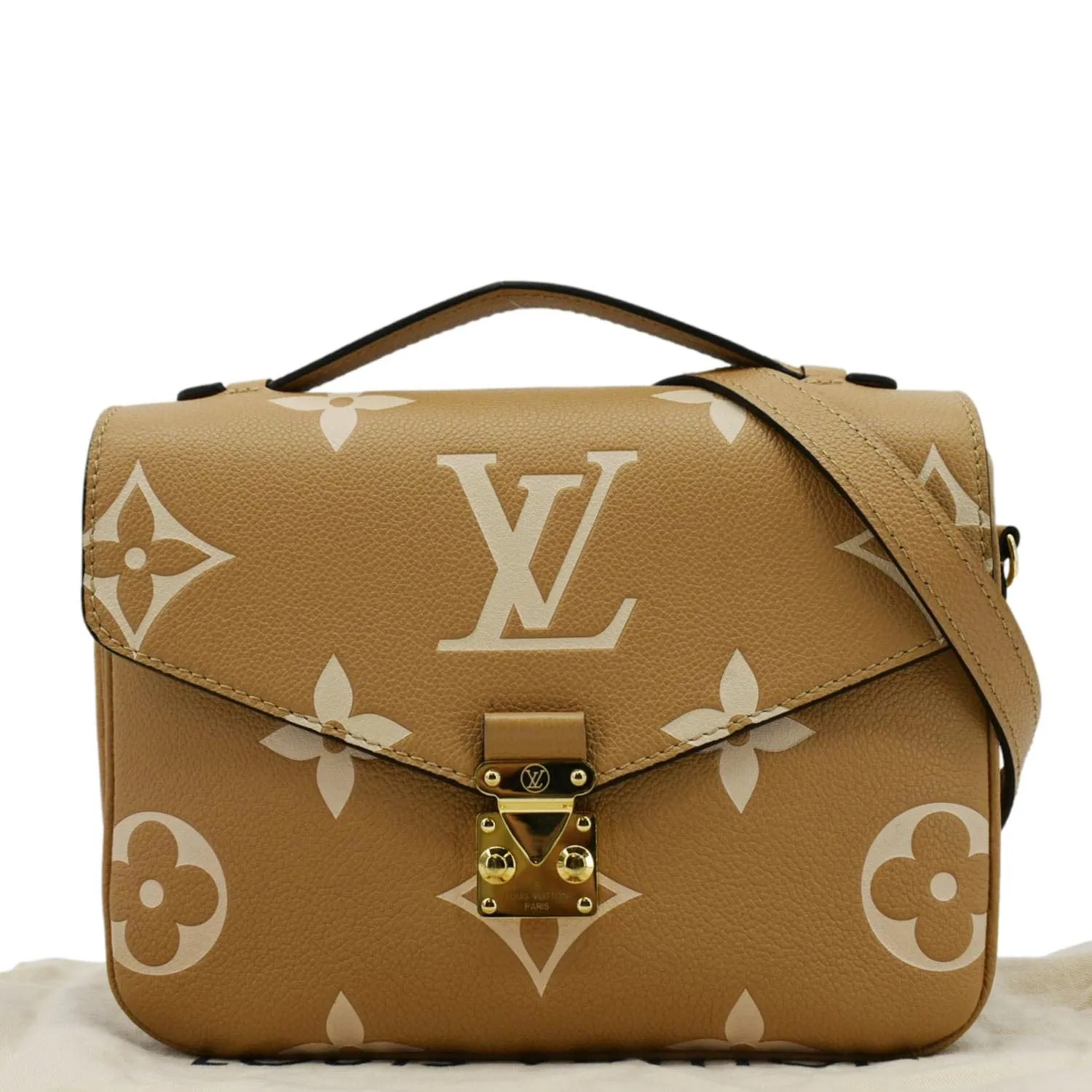 LOUIS VUITTON Metis Pochette Bicolor Monogram Empreinte Leather Crossbody Bag Mocha