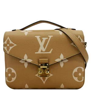LOUIS VUITTON Metis Pochette Bicolor Monogram Empreinte Leather Crossbody Bag Mocha
