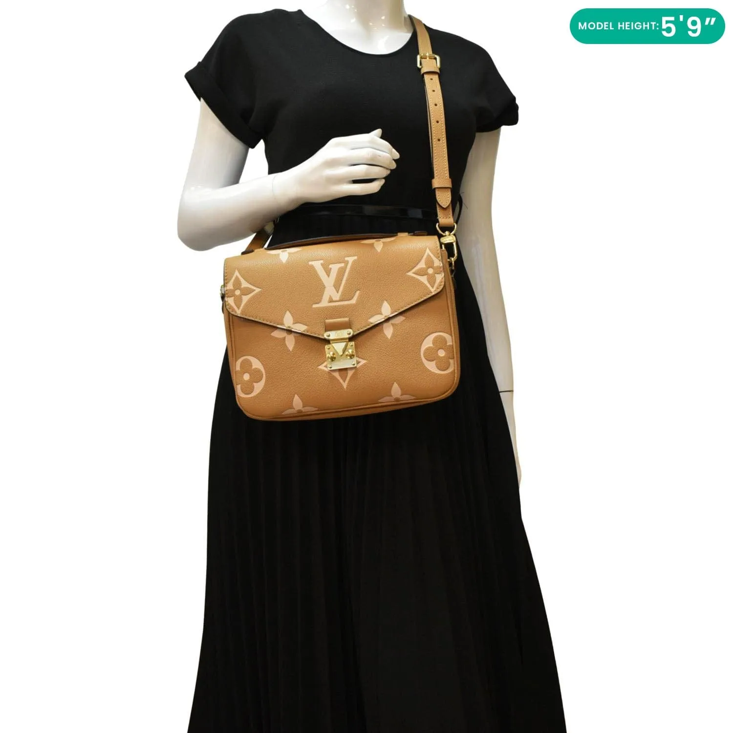LOUIS VUITTON Metis Pochette Bicolor Monogram Empreinte Leather Crossbody Bag Mocha