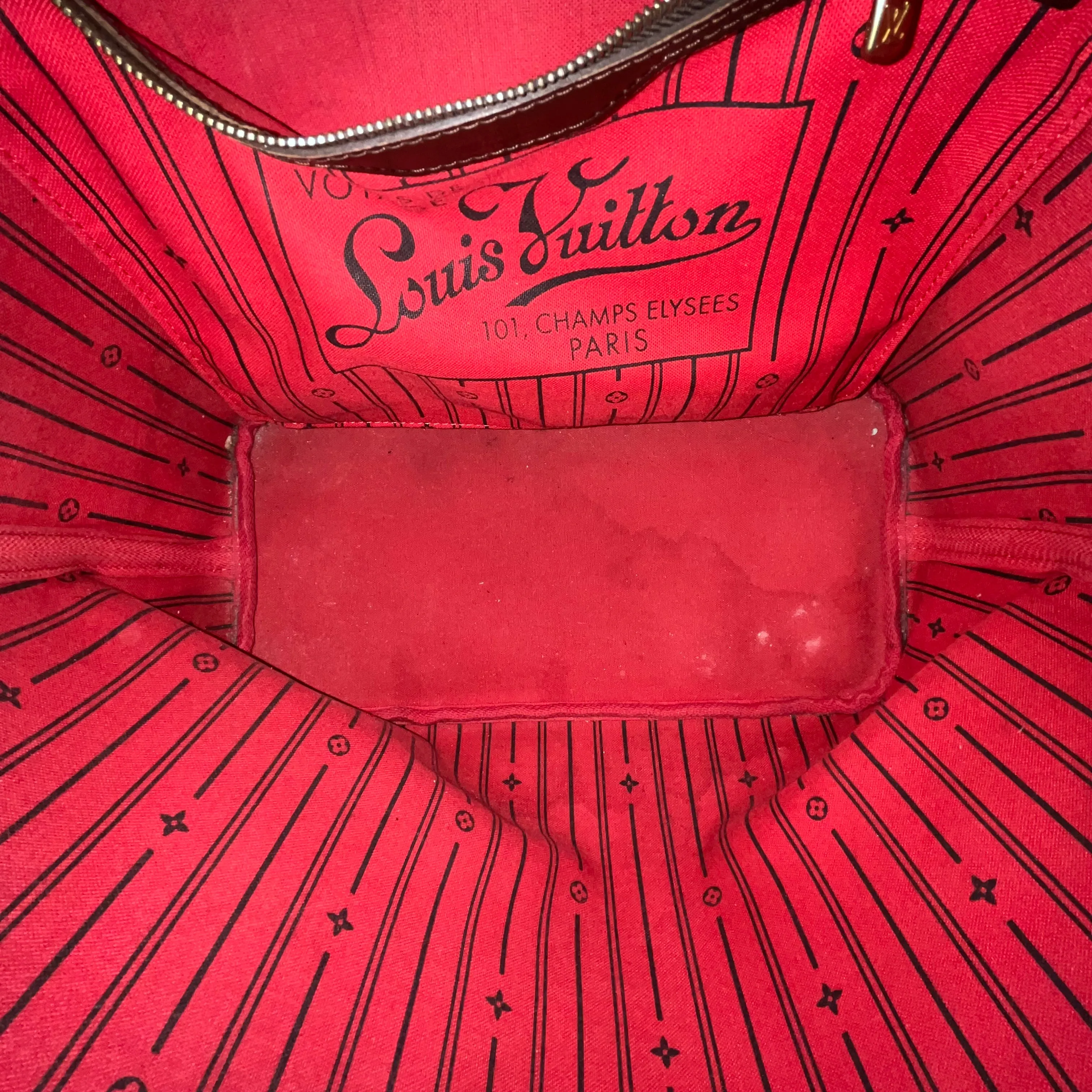 LOUIS VUITTON Neverfull MM Damier Ebene Cherry Tote
