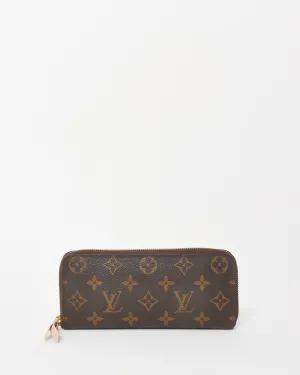 Louis Vuitton Pink Monogram Coated Canvas Clémence Zippy Wallet