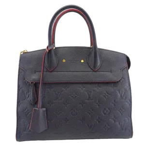 LOUIS VUITTON Pont Neuf MM Empreinte Leather Satchel Bag Marine Rouge