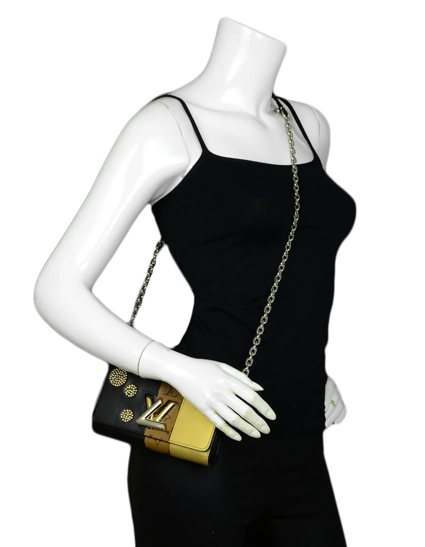 Louis Vuitton Reverse Monogram Studded Twist Chain Wallet Crossbody