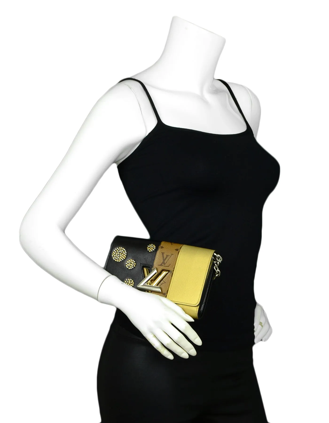 Louis Vuitton Reverse Monogram Studded Twist Chain Wallet Crossbody