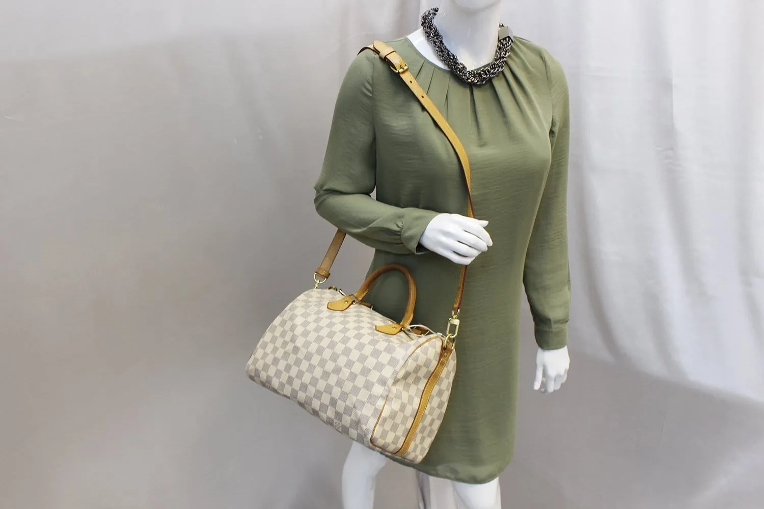 Louis Vuitton Speedy 30 Damier Azur Bandouliere Satchel Bag - Last Call