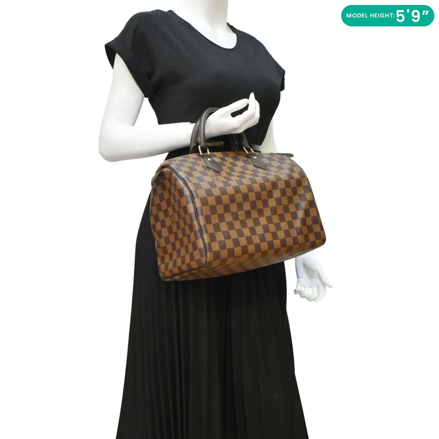 LOUIS VUITTON Speedy 30 Damier Ebene Satchel Bag Brown
