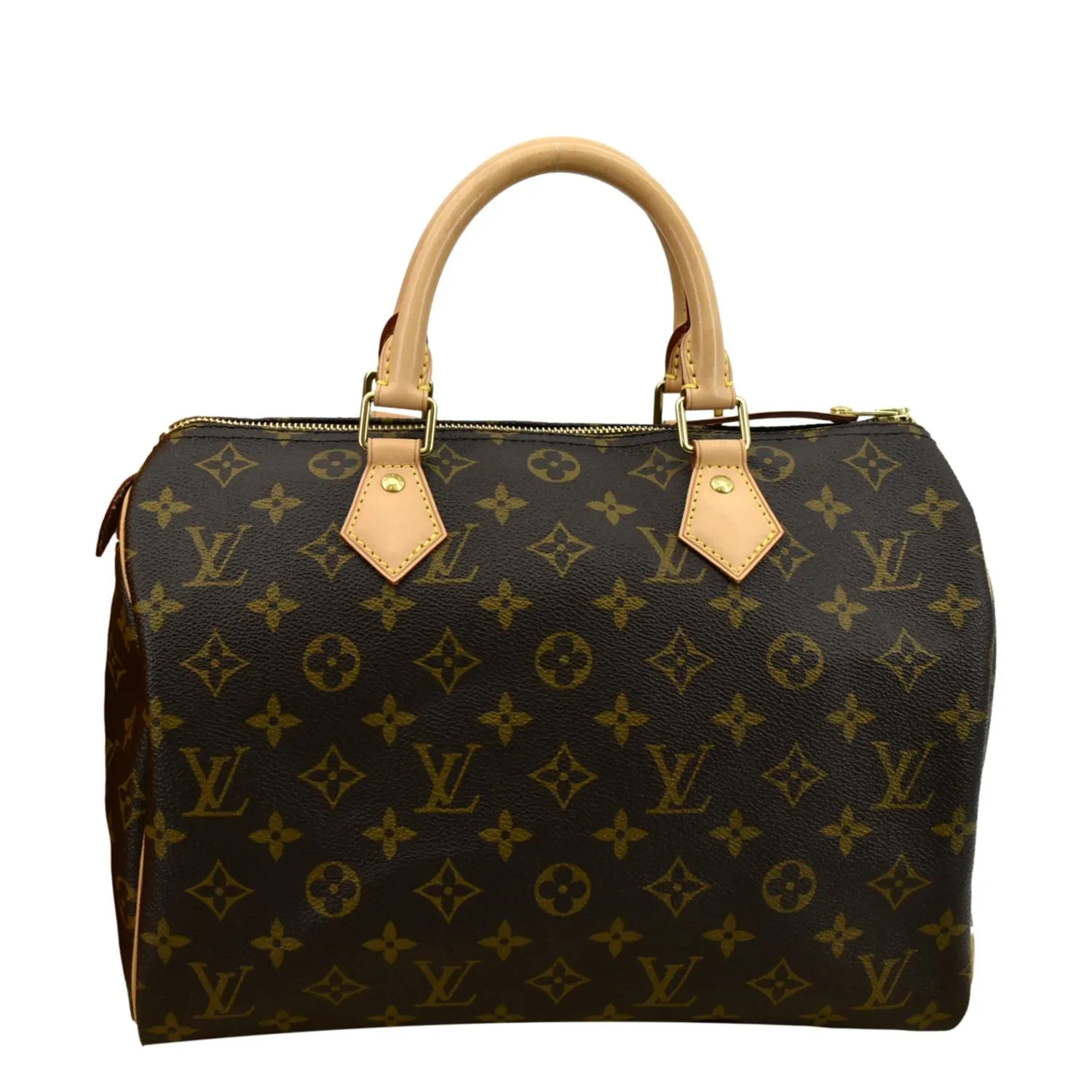 LOUIS VUITTON Speedy 30 Monogram Canvas Satchel Bag Brown