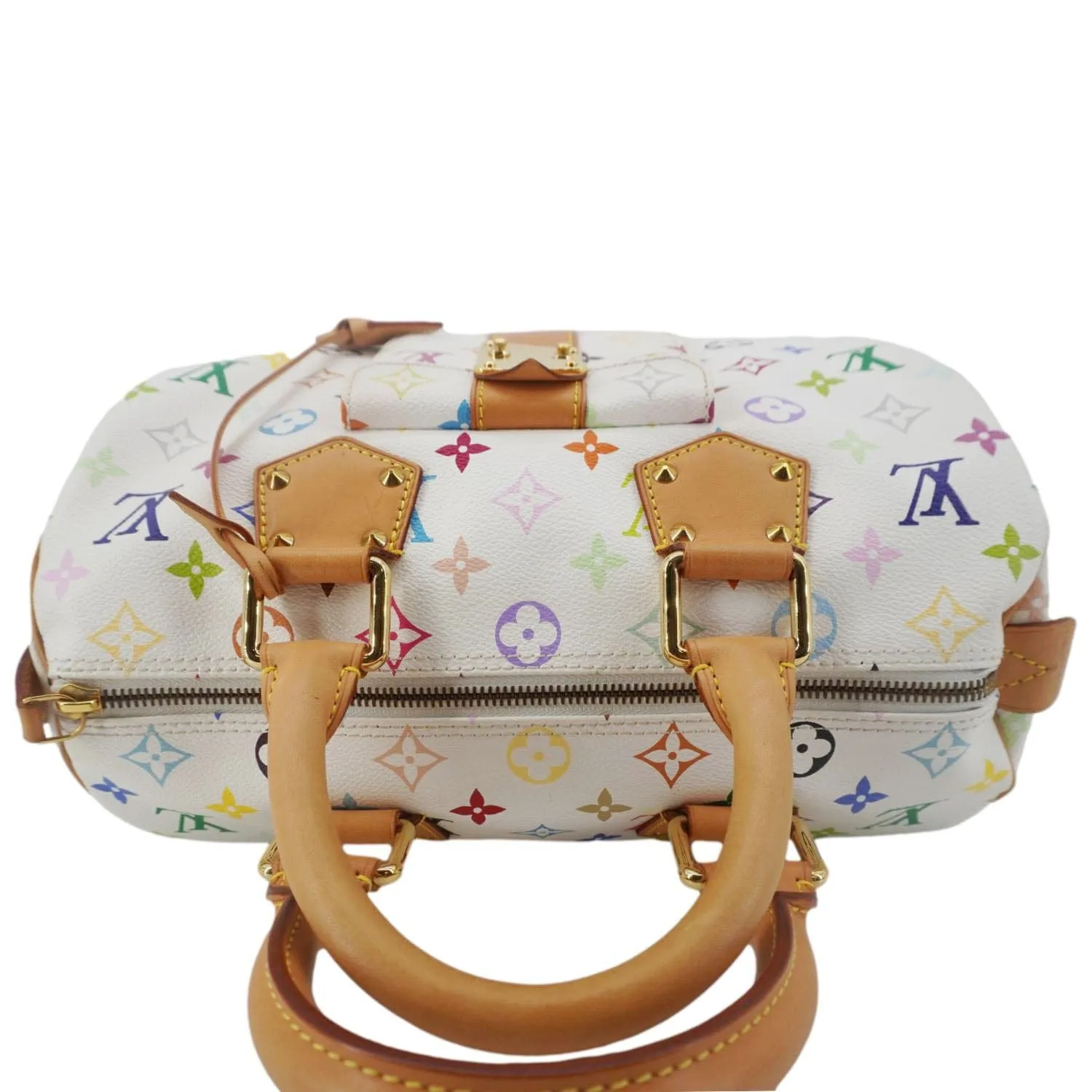 LOUIS VUITTON Speedy 30 Monogram Multicolor Canvas Satchel Bag White