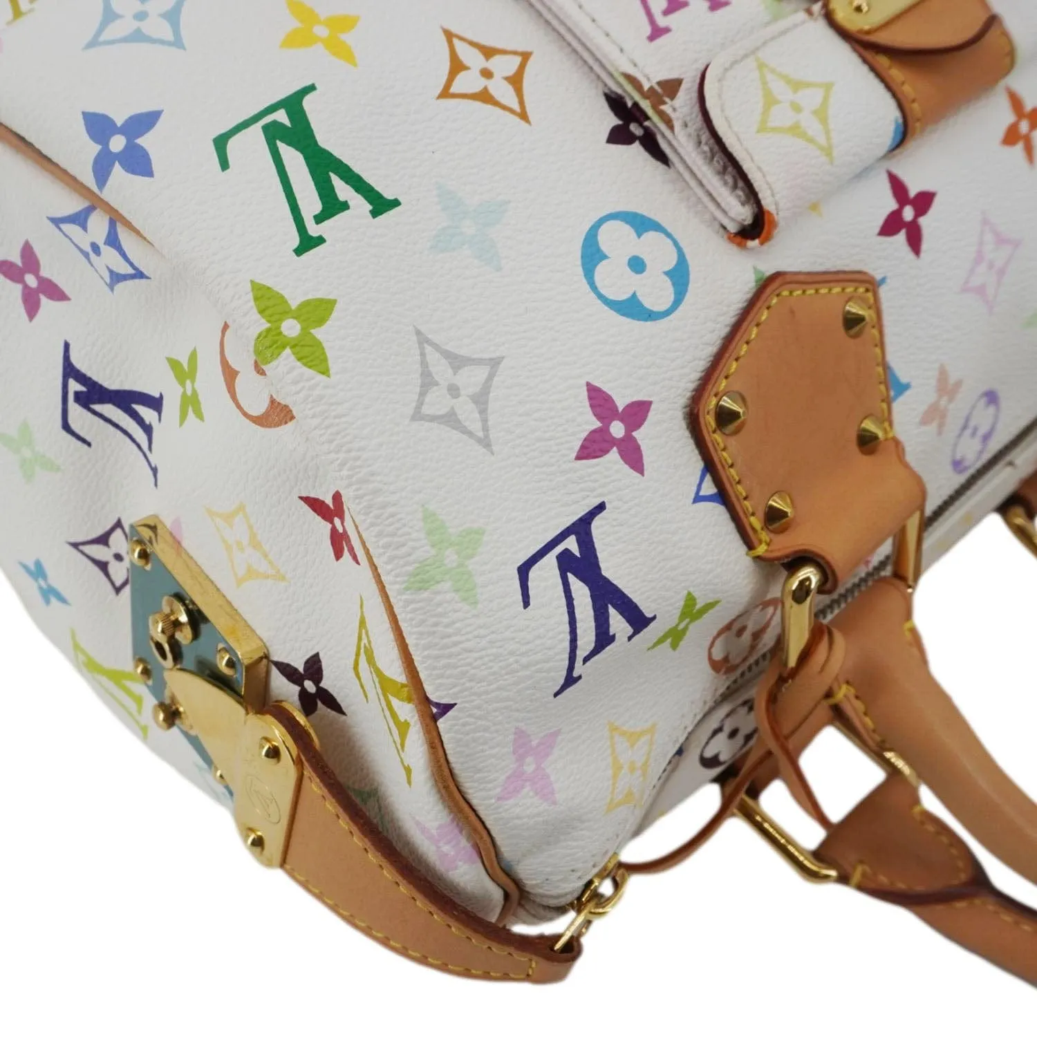 LOUIS VUITTON Speedy 30 Monogram Multicolor Canvas Satchel Bag White