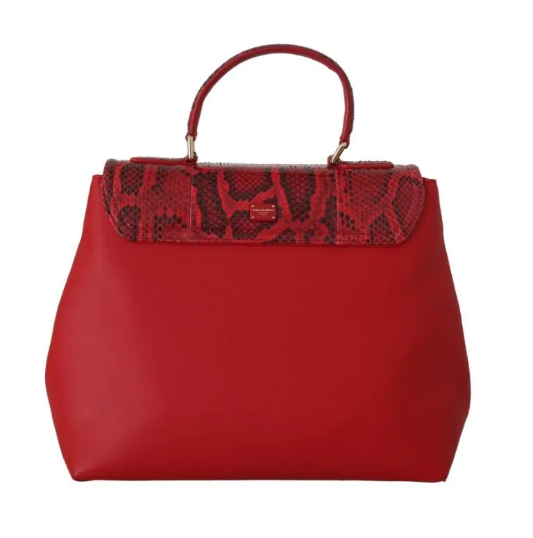 Margherita Red Leather Python Snakeskin Handbag