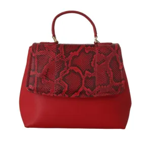 Margherita Red Leather Python Snakeskin Handbag