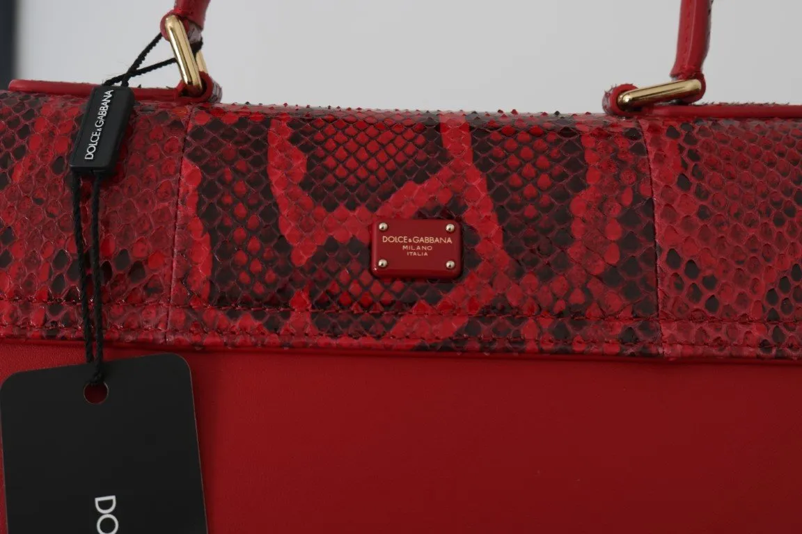 Margherita Red Leather Python Snakeskin Handbag