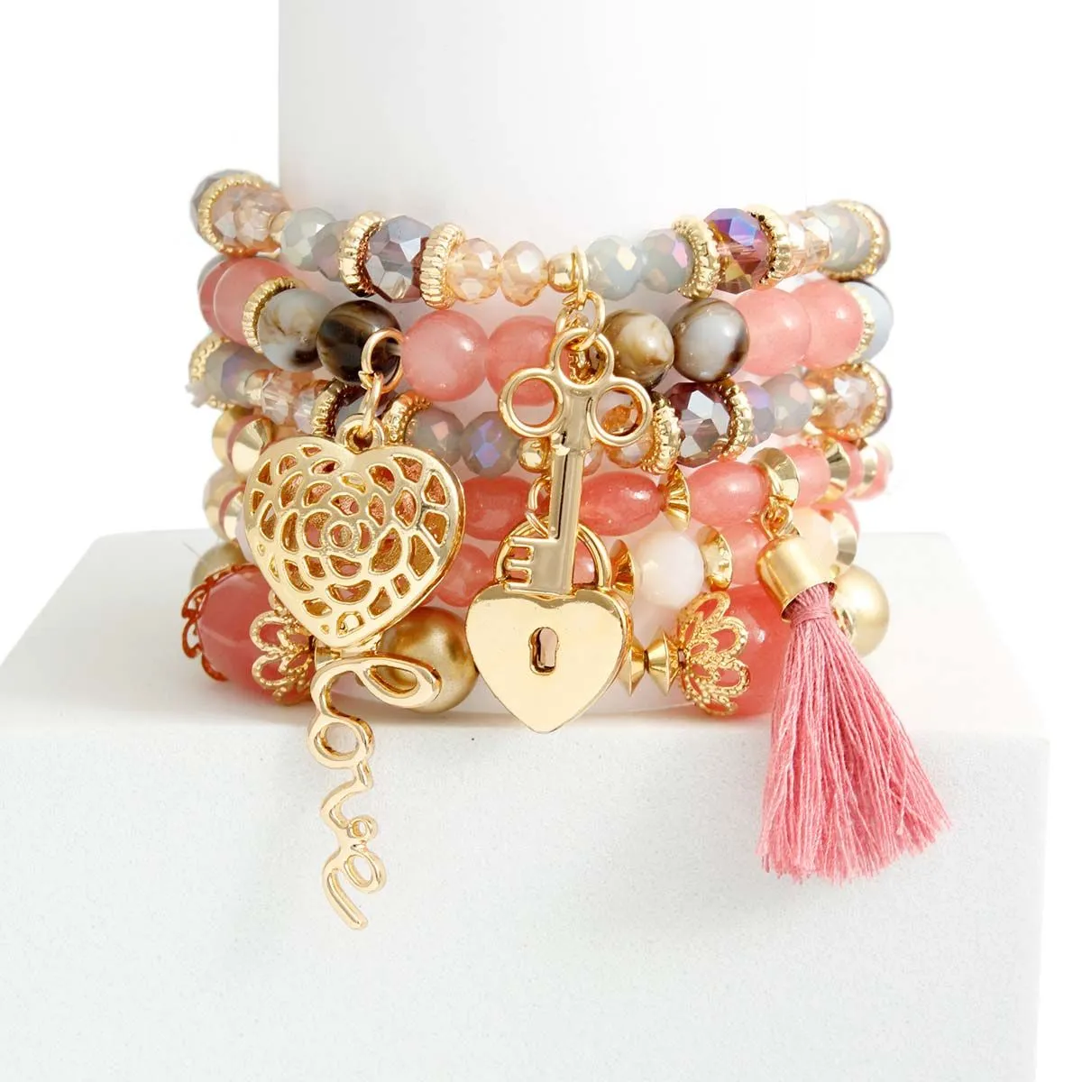 Mauve Glass Bead Bracelets
