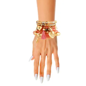 Mauve Glass Bead Bracelets