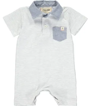 Me & Henry Grey Stripe Polo Romper