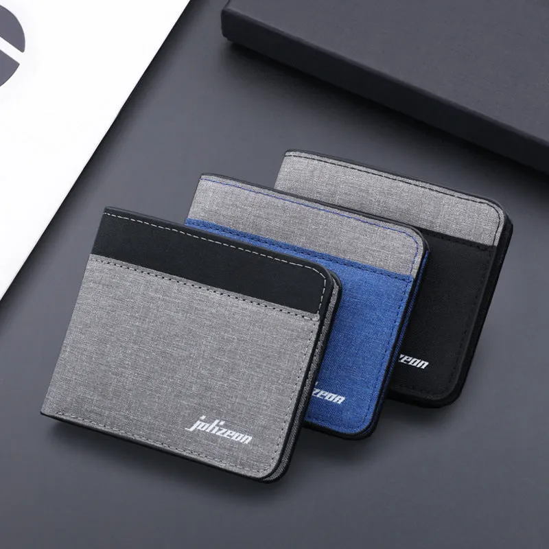 Men's Canvas Short Stitching Contrast Color Dollar Men's Wallets