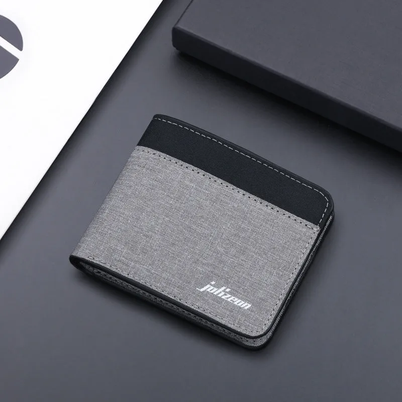 Men's Canvas Short Stitching Contrast Color Dollar Men's Wallets