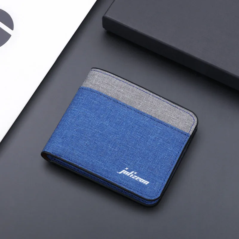 Men's Canvas Short Stitching Contrast Color Dollar Men's Wallets
